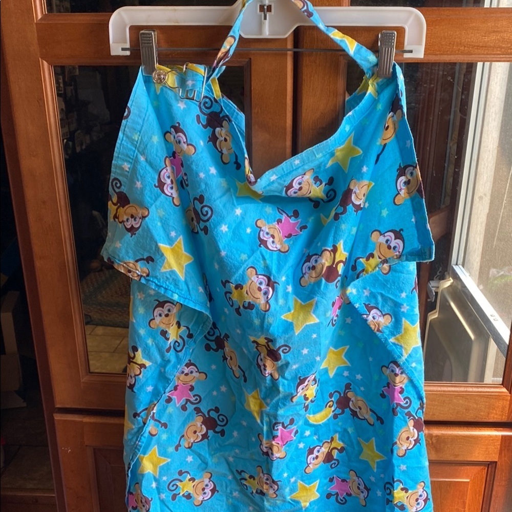 Blue Monkey and Star Print Nursing Shawl Lactation Poncho Infant Cover
